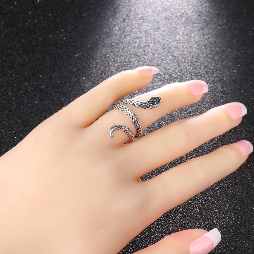 Snake Adjustable Wrap Gothic Antique Silver Adjustable Ring